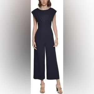 Calvin Klein Cap Sleeve Jumpsuit, Navy, 2
